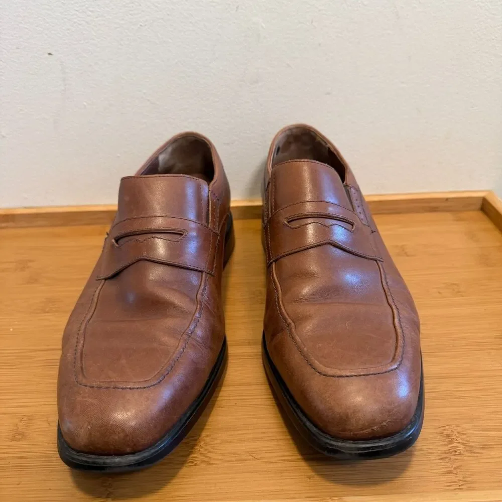 Johnston & Murphy XC4 Brown Leather Penny Loafers Men's 10M Comfort Dress
